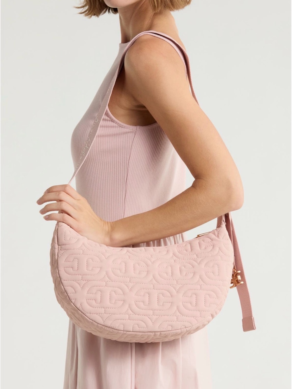 Sam Edelman Quilted Crescent Shoulder Bag in Blush Pink